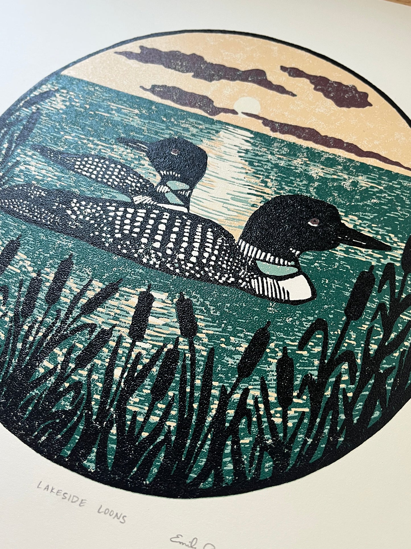 “Lakeside Loons” Limited Edition Linoleum Block Reduction Print