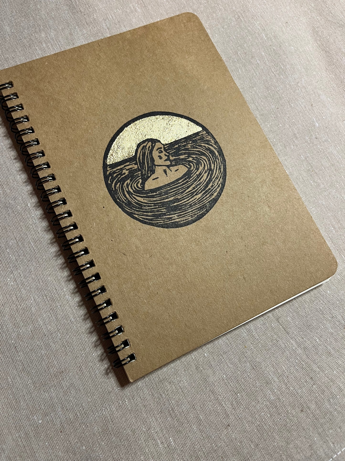 “Opal” Hand-Printed Journal with Gold Leaf