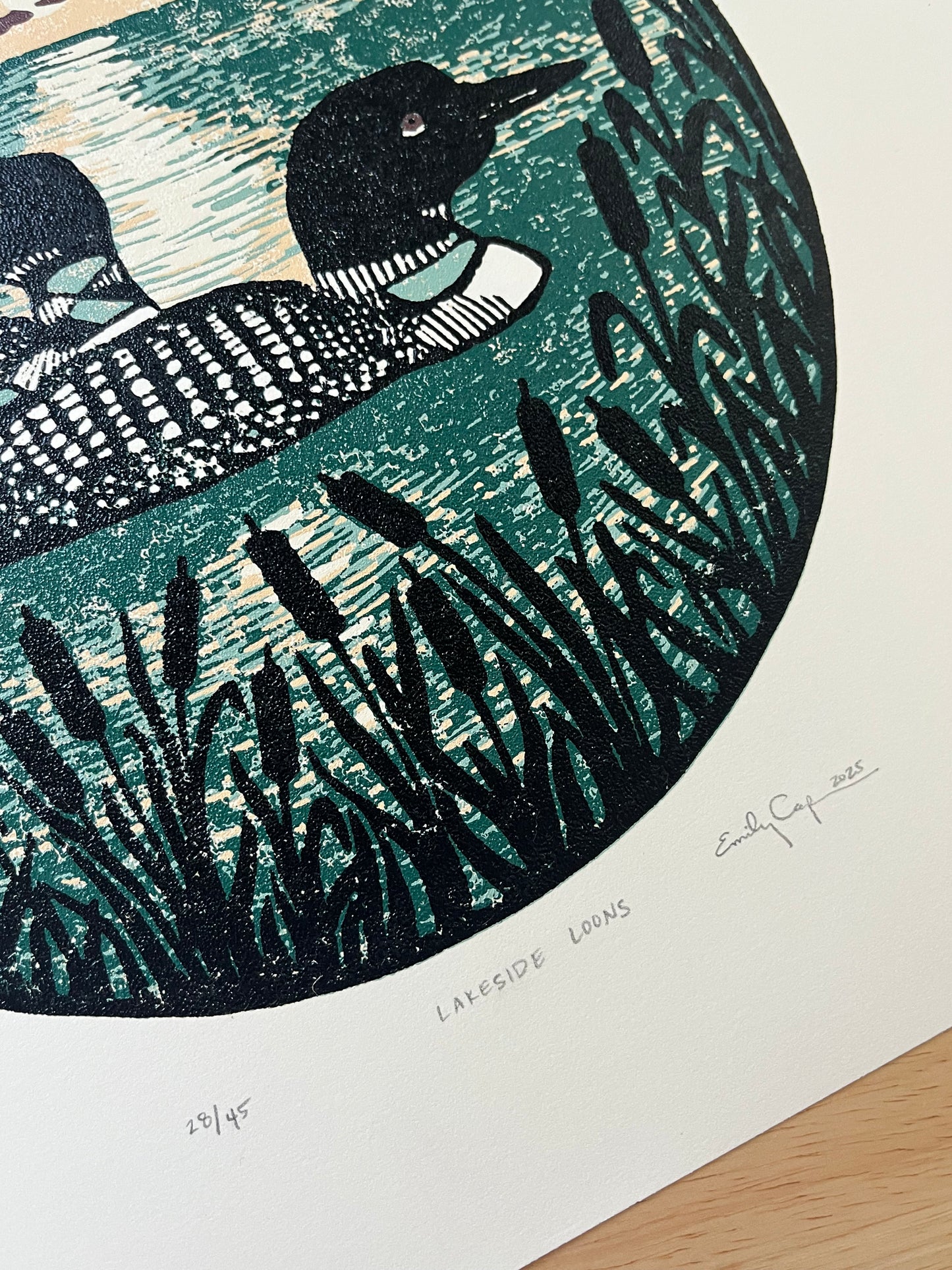 “Lakeside Loons” Limited Edition Linoleum Block Reduction Print