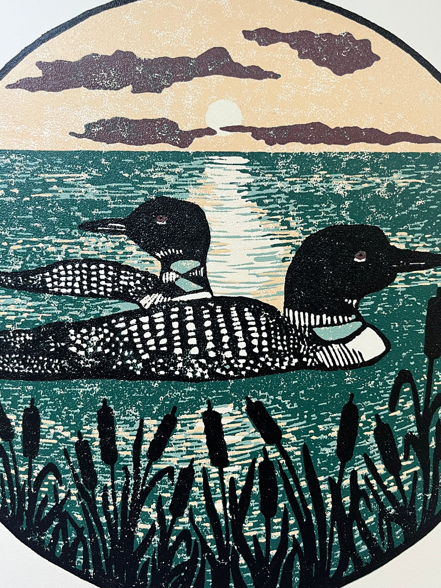 “Lakeside Loons” Limited Edition Linoleum Block Reduction Print