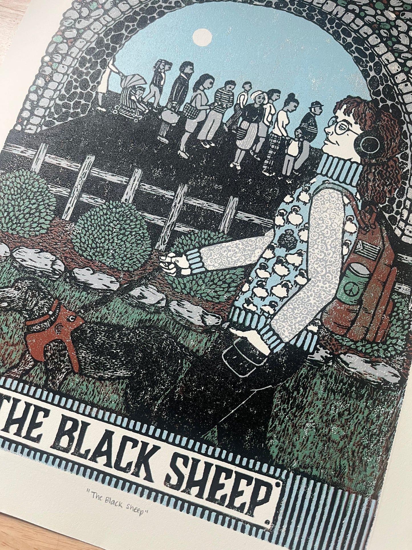 “The Black Sheep” Original Reduction Linoleum Block Print - Signed Limited Edition - linocut