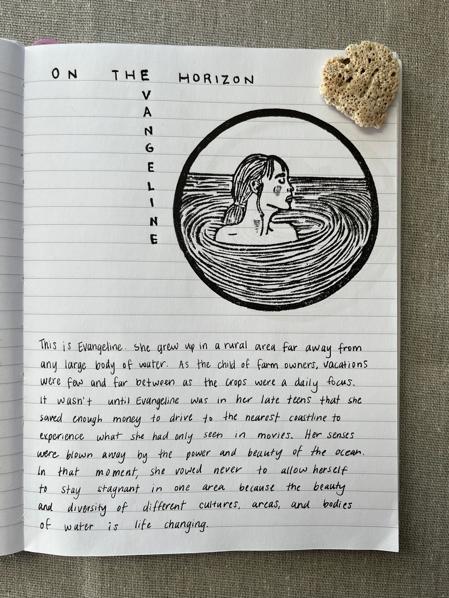 "Evangeline" Individual Gold-Leafed 4"x6" Linoleum Block Print