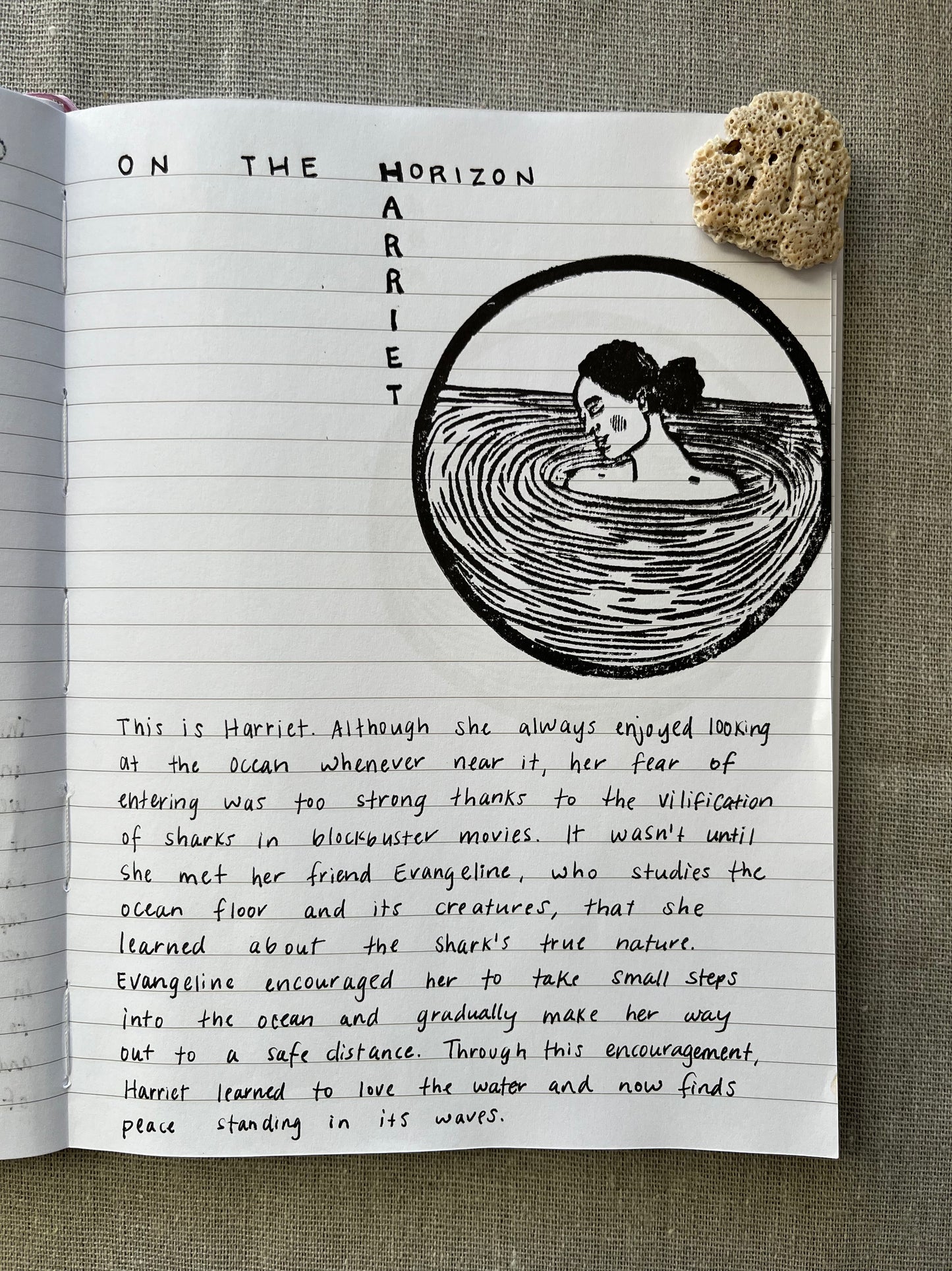 "Harriet" Individual Gold-Leafed 4"x6" Linoleum Block Print