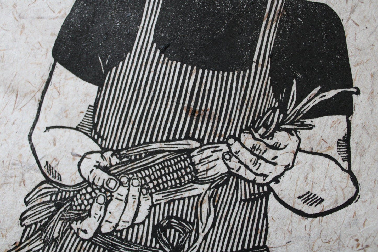 "Shucking" Original Open Edition Linoleum Block Print