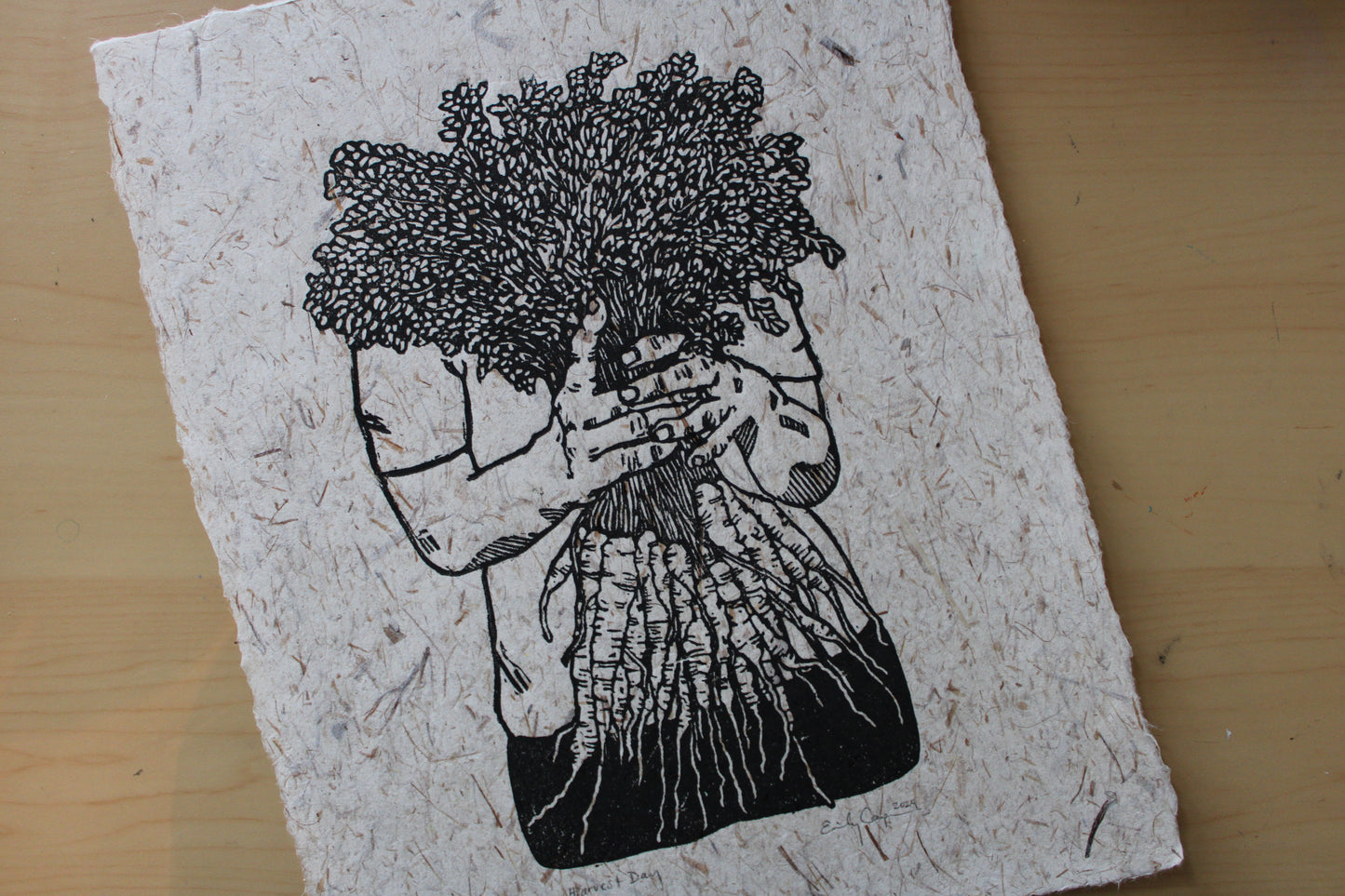 "Harvest Day" Original Open Edition Linoleum Block Print