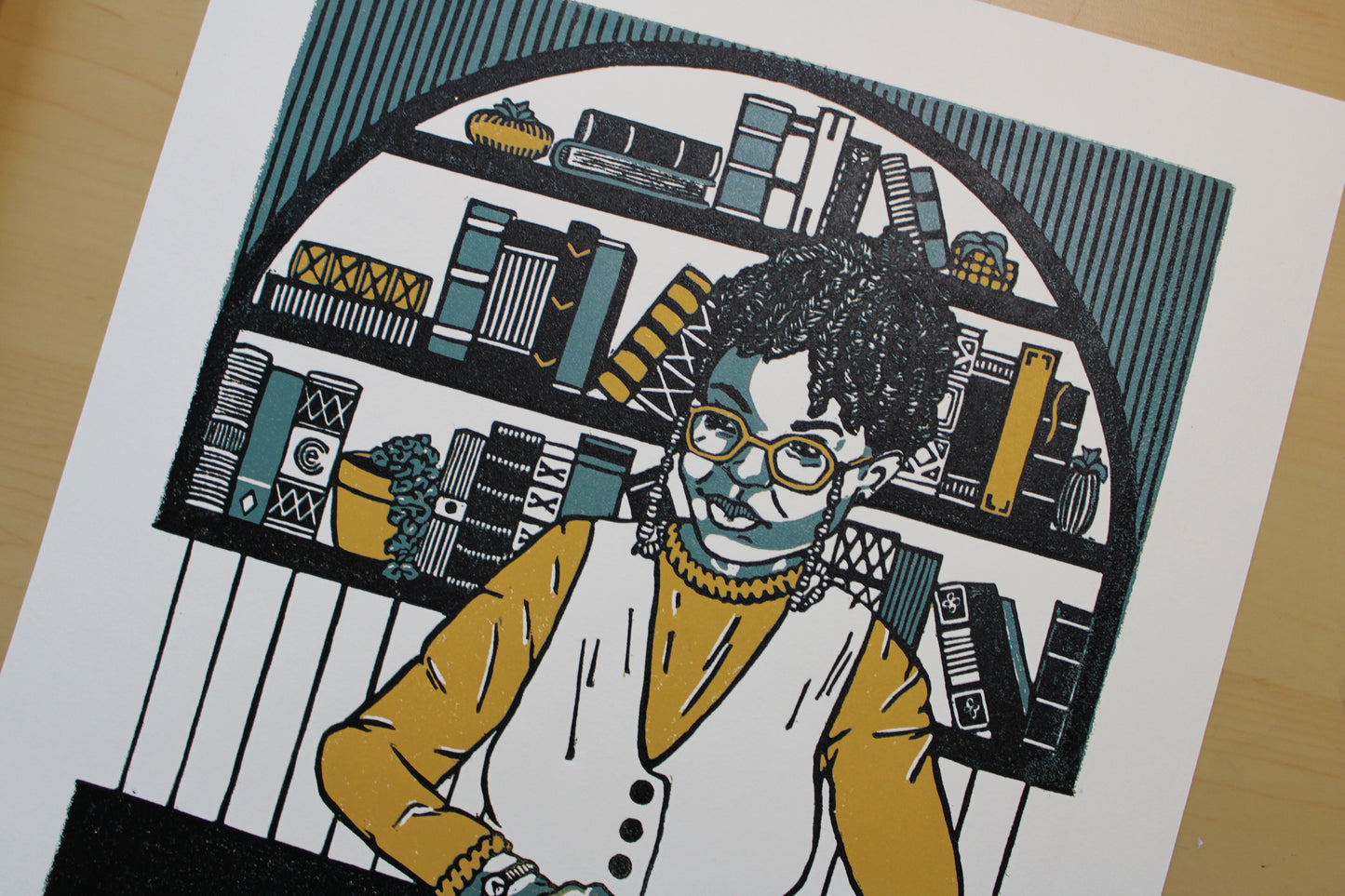 "The Librarian" Original Limited Edition Reduction Linoleum Block Print - Oracle Deck Series