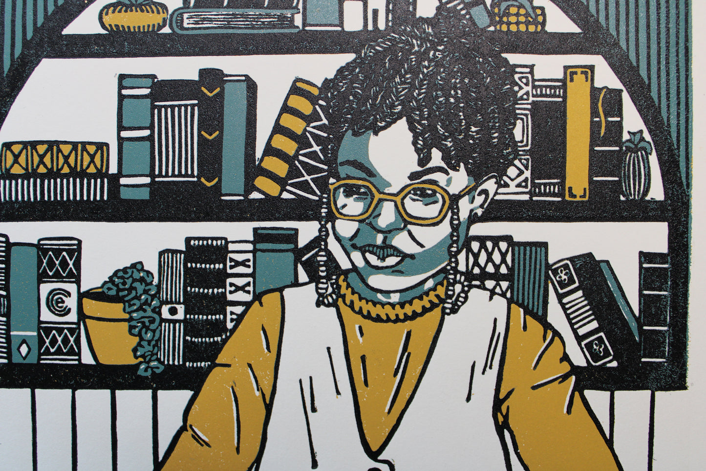 "The Librarian" Original Limited Edition Reduction Linoleum Block Print - Oracle Deck Series