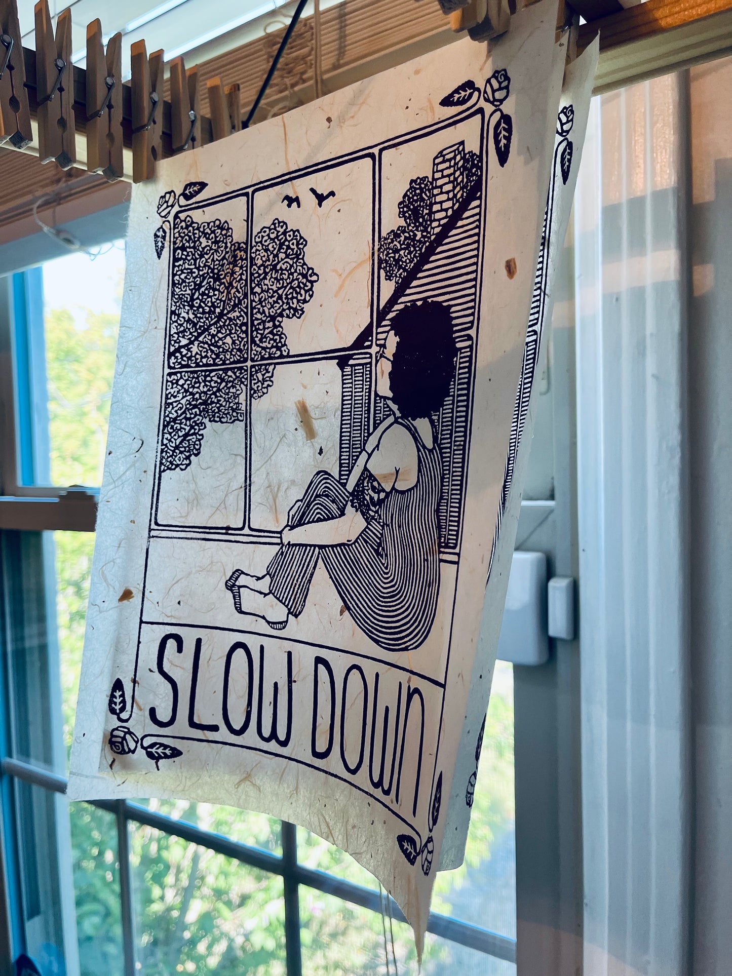 "You're Doing Fine" Original Limited Edition Linoleum Block Print