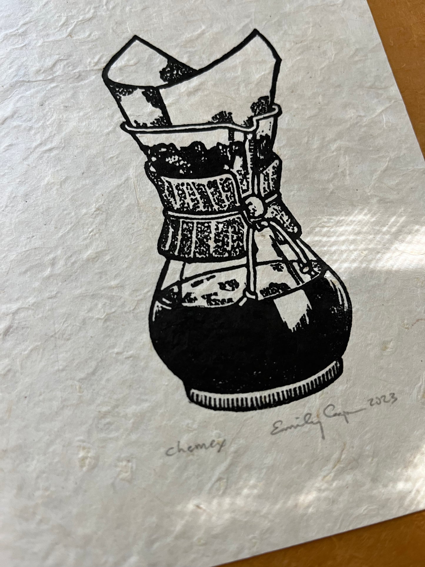 "Chemex" Coffee Maker Linocut Print