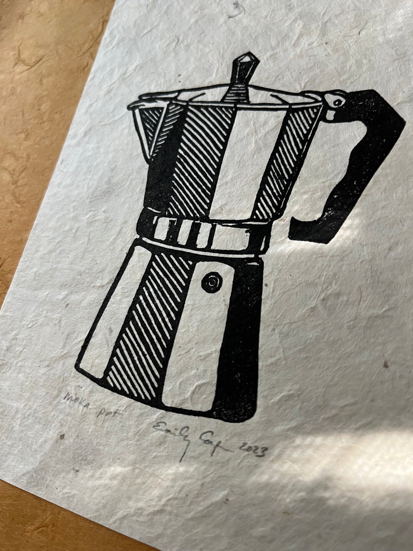 "Moka Pot" Linocut Print