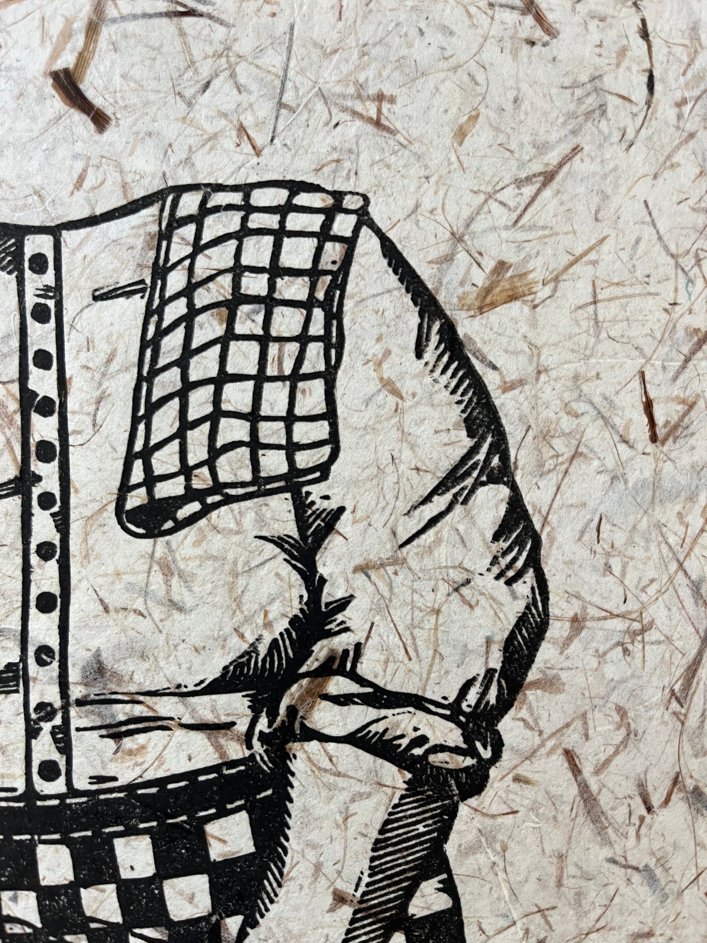 "Kneading" Original Linoleum Block Print