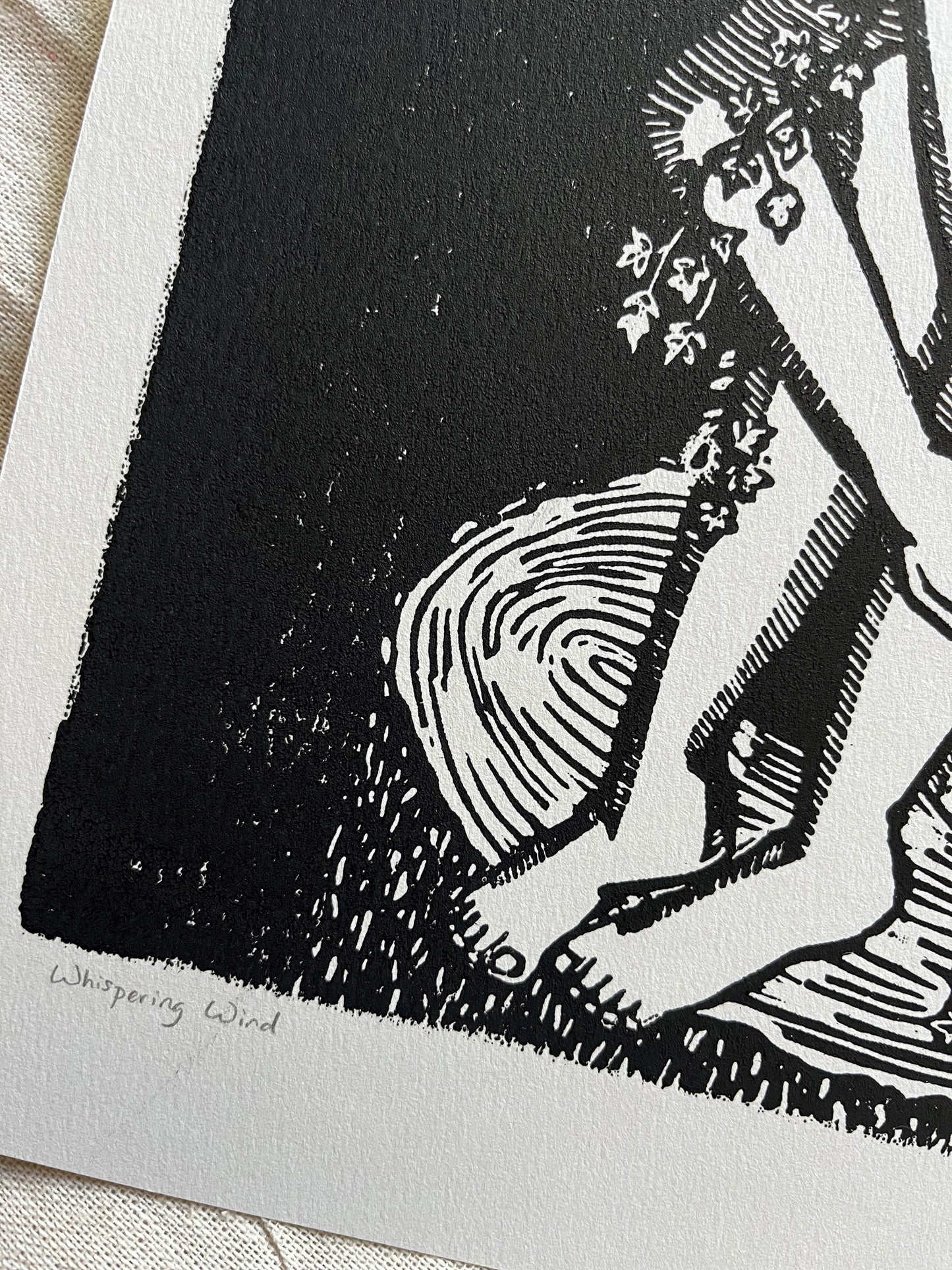 'Whispering Wind' Linoleum Block Print