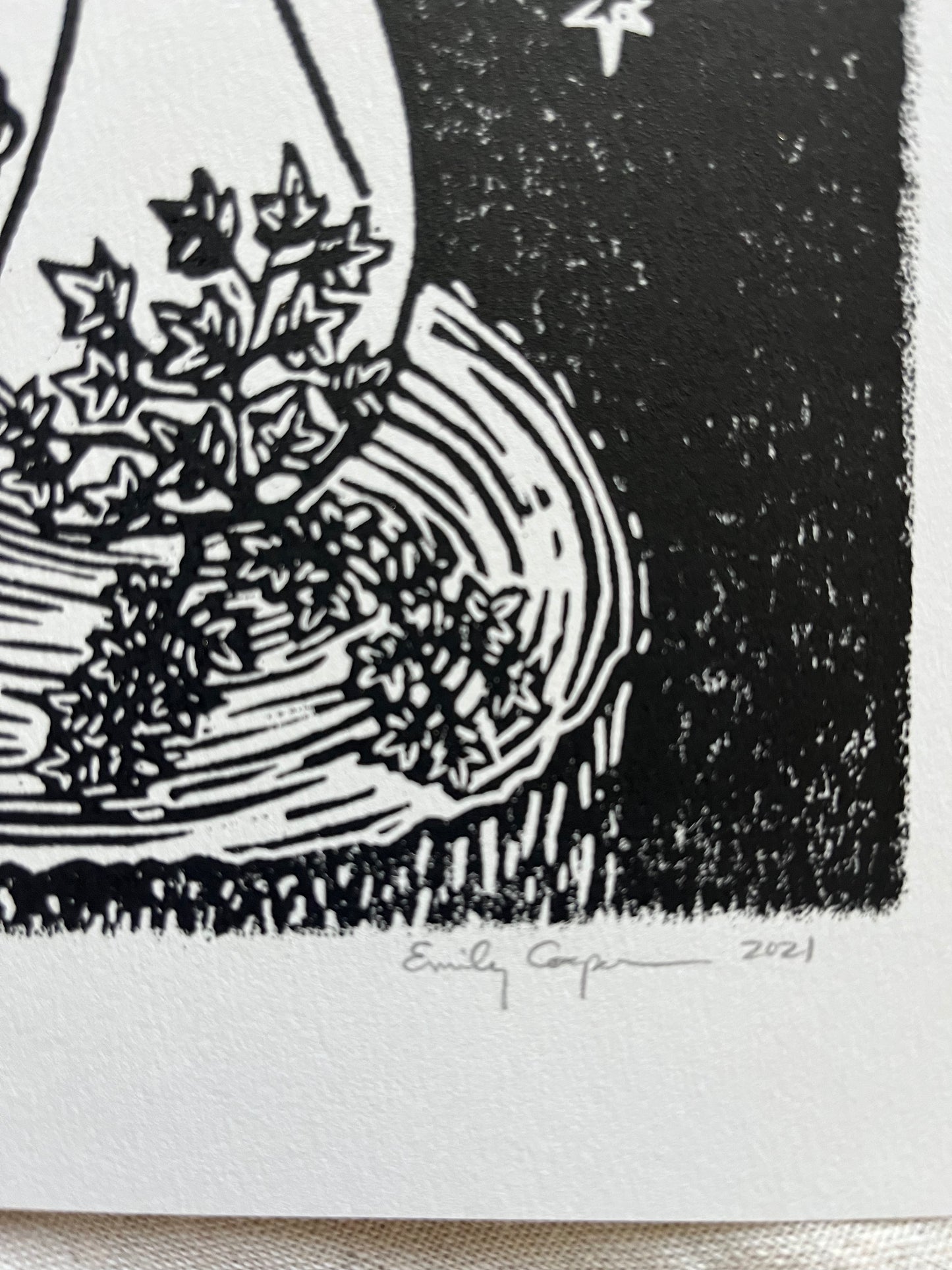 'Whispering Wind' Linoleum Block Print