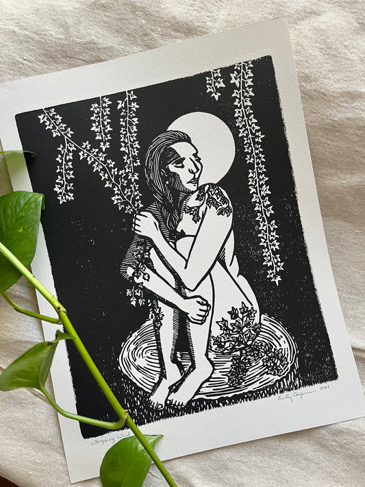 'Whispering Wind' Linoleum Block Print