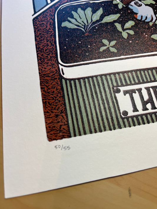 "The Gardener" Original Limited Edition Reduction Linoleum Block Print - Oracle Deck Series