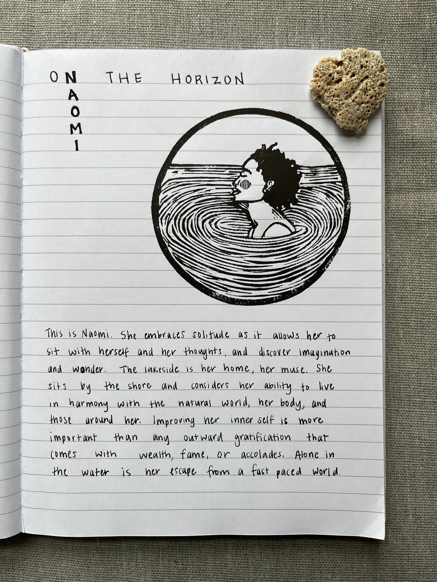 "Naomi" Individual Gold-Leafed 4"x6" linoleum block print