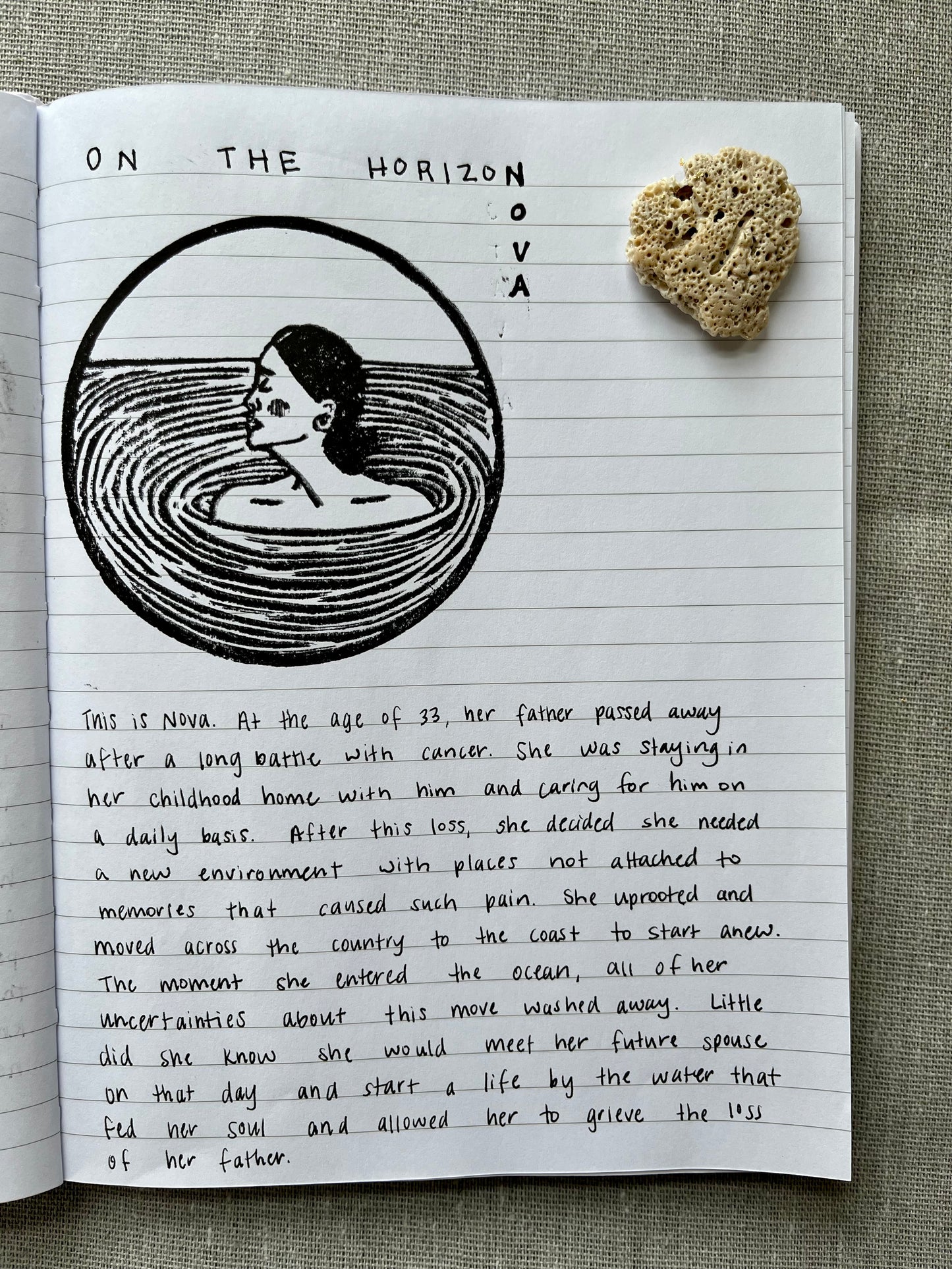 "Nova" Individual Gold-Leafed 4"x6" Linoleum Block Print