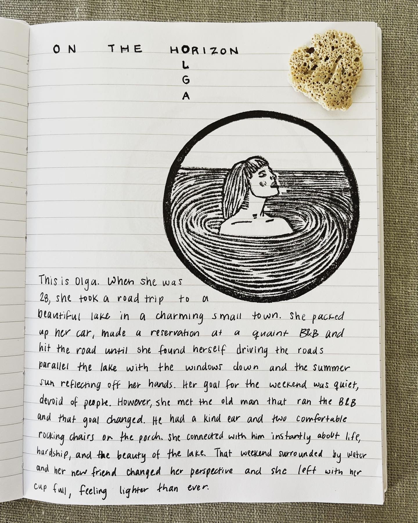 "Olga" Individual Gold-Leafed 4"x6" Linoleum Block Print