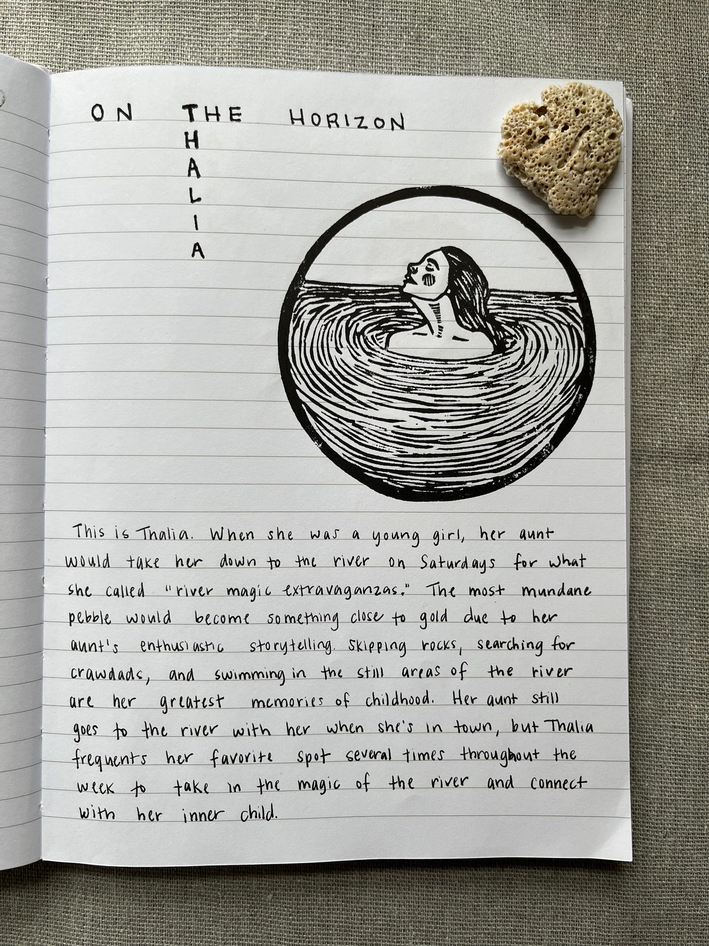 "Thalia" Individual Gold-Leafed 4"x6" Linoleum Block Print