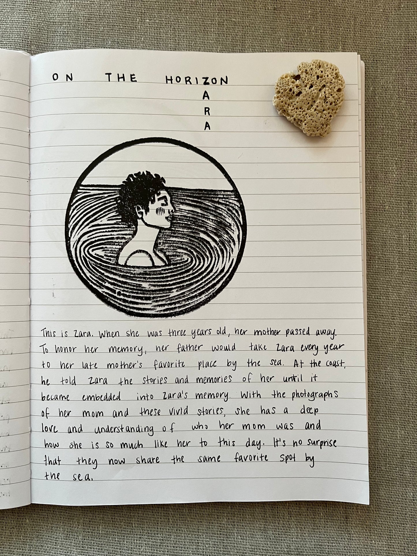 "Zara" Individual Gold-Leafed 4"x6" Linoleum Block Print