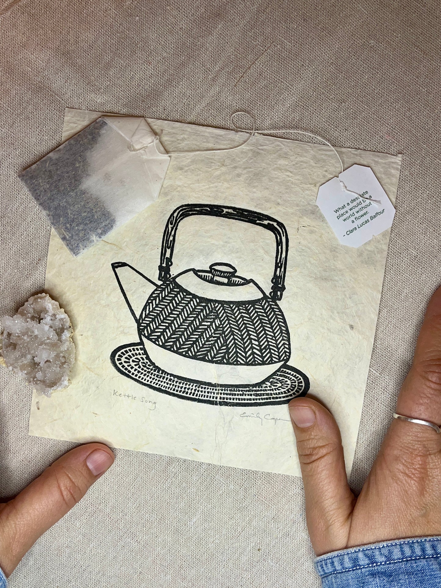 "Kettle Song" Original Linoleum Block Print