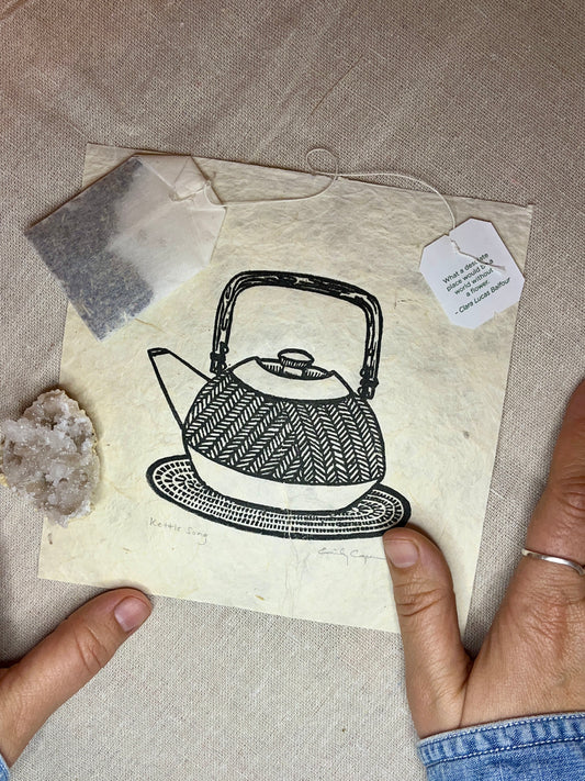 "Kettle Song" Original Linoleum Block Print