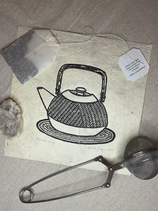 "Kettle Song" Original Linoleum Block Print