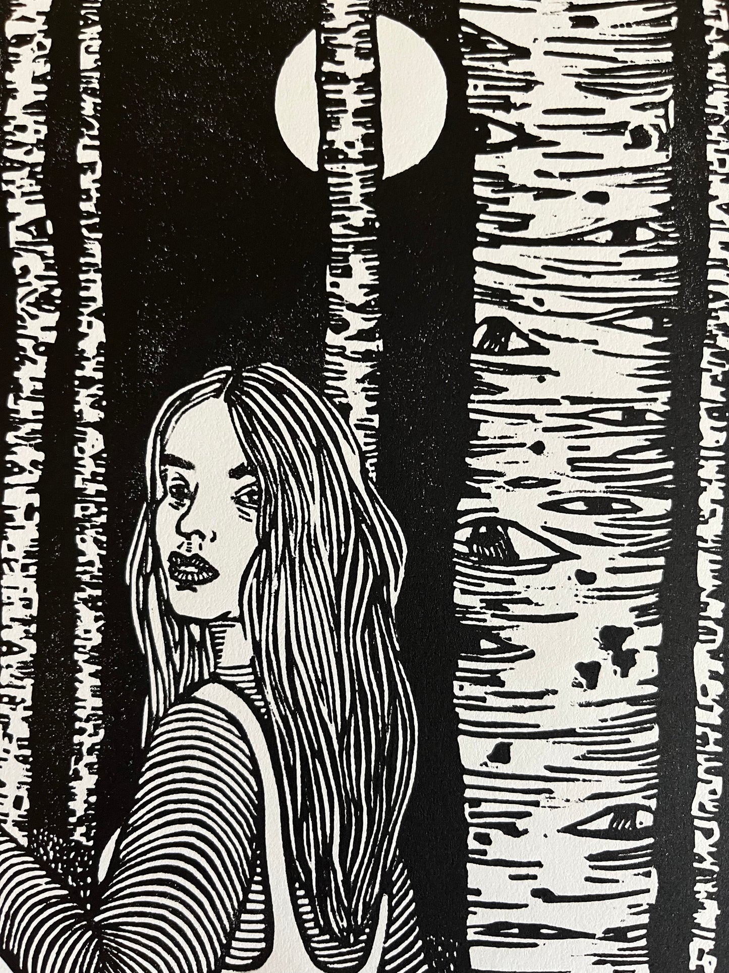 'Come with Me' Linoleum Block Print