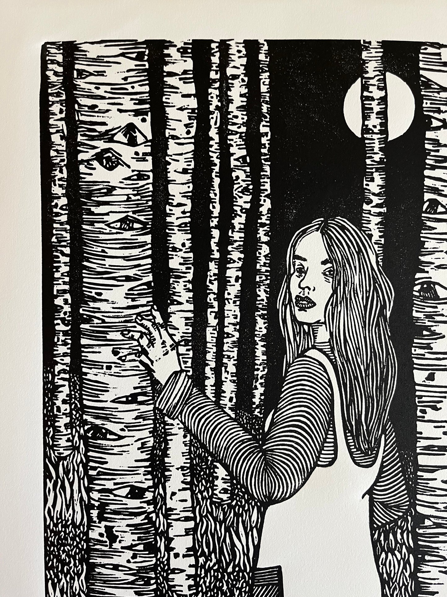 'Come with Me' Linoleum Block Print