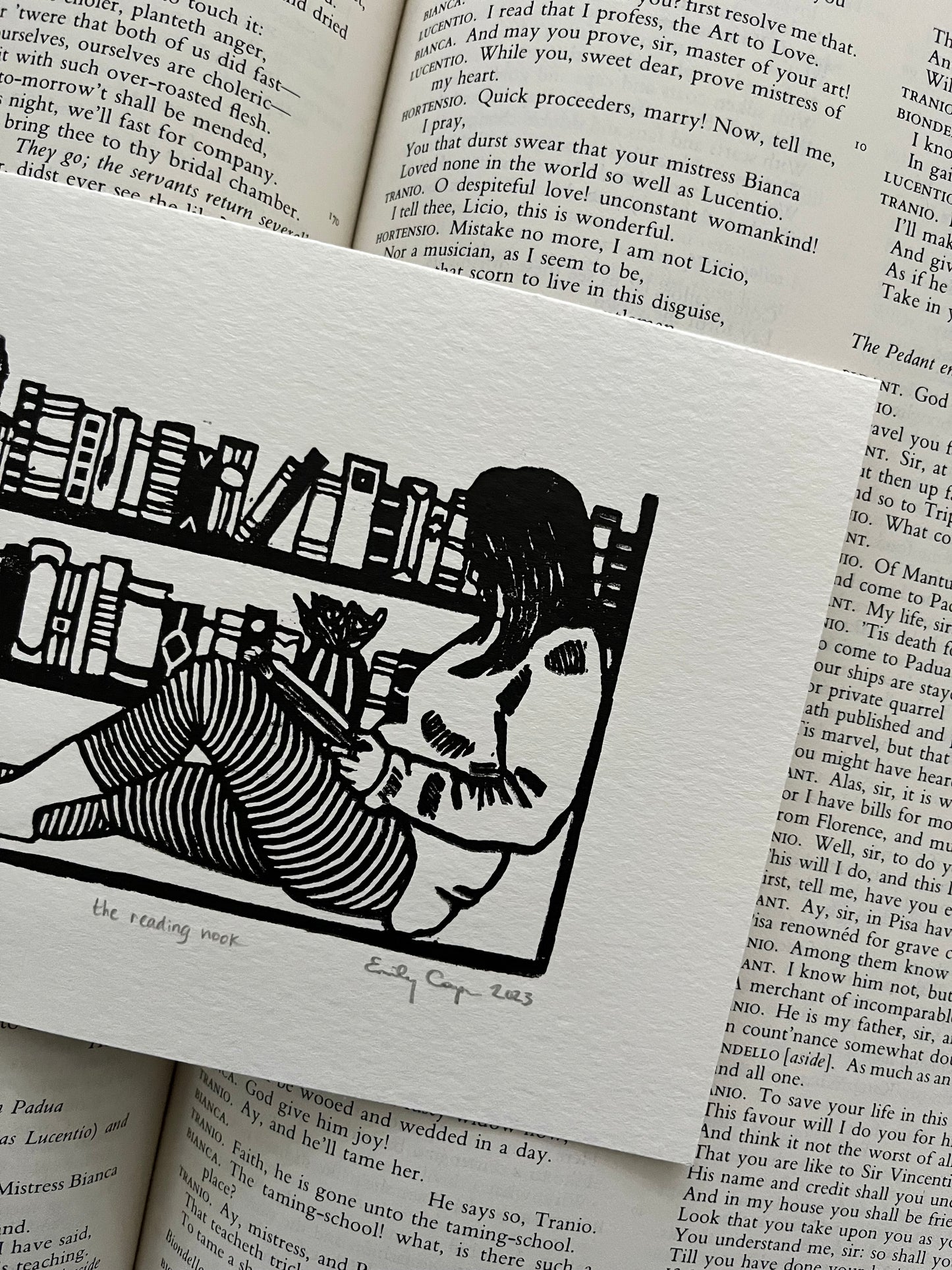 'The Reading Nook' Limited Edition Linoleum Block Print