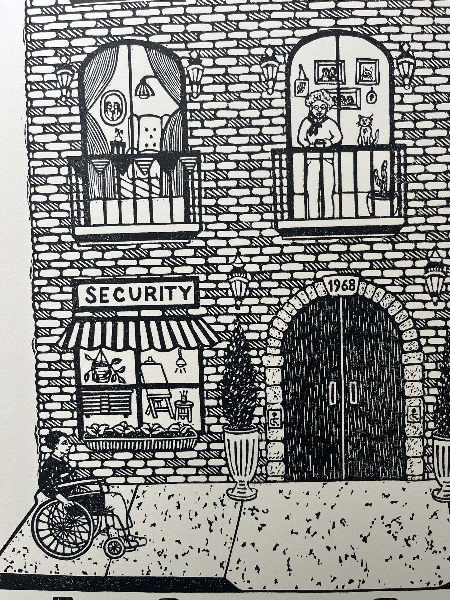 “Housing is a Human Right” - signed and numbered limited edition linocut print, 25% of proceeds benefit Housing Opportunities Made Equal