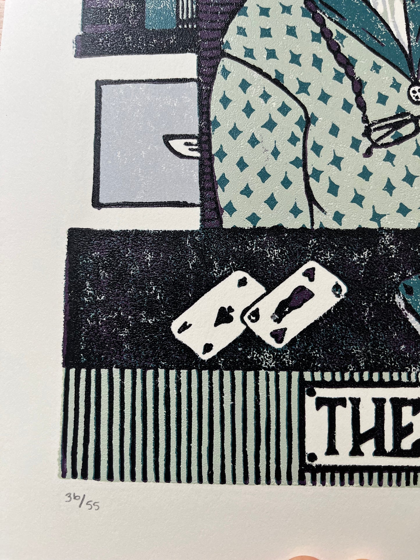 “The Crone” limited edition reduction linoleum block print - Oracle deck linocut