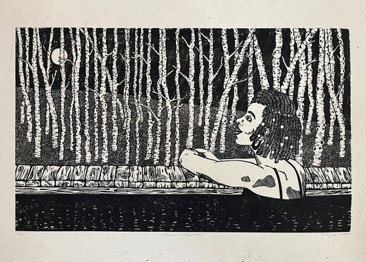 "Everyone Else Is Asleep" Limited Edition Linoleum Block Print