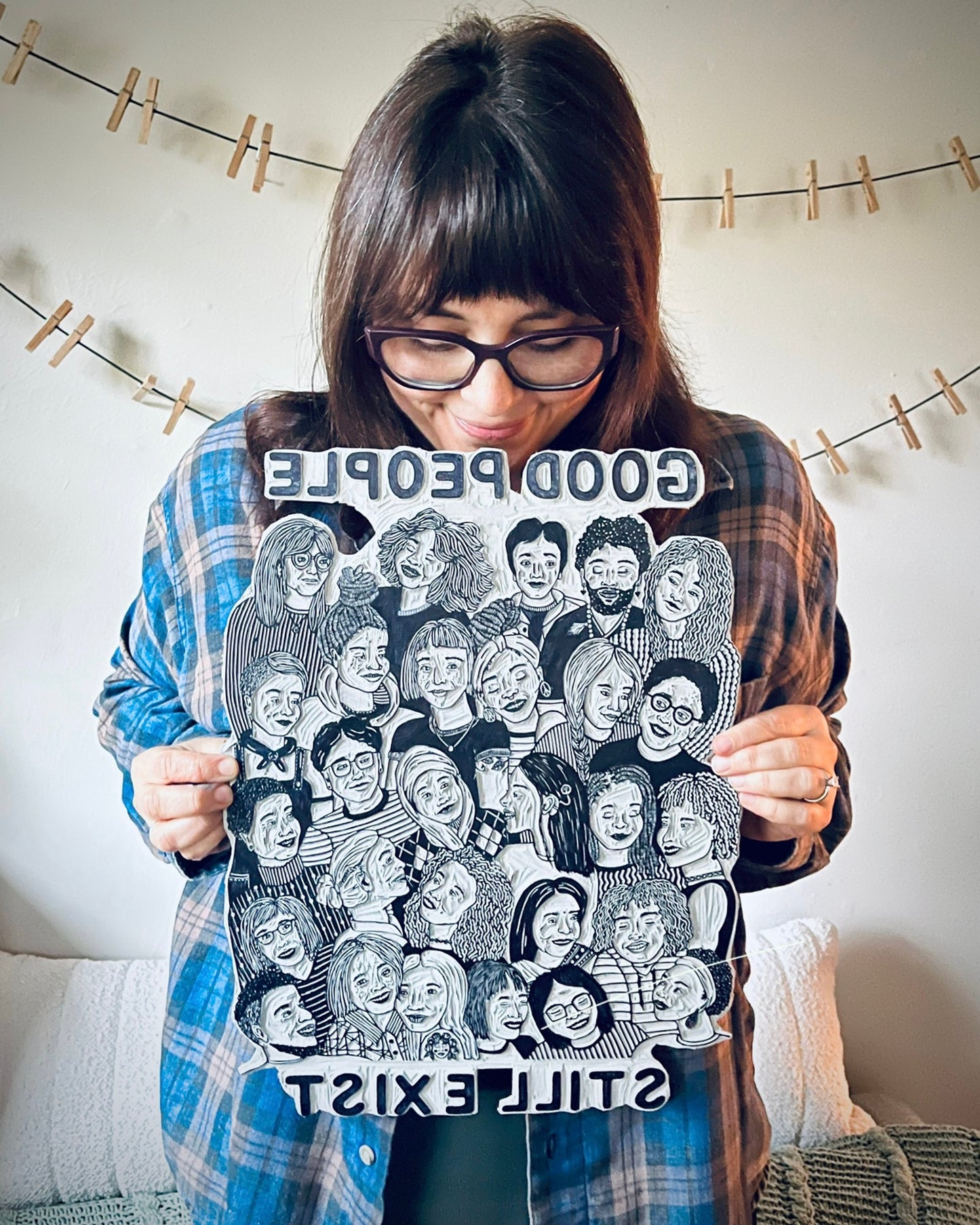 PRE-ORDER “look for the helpers” limited edition linocut print - 30% of proceeds donated to the Freestore Foodbank in Nov/Dec 2025