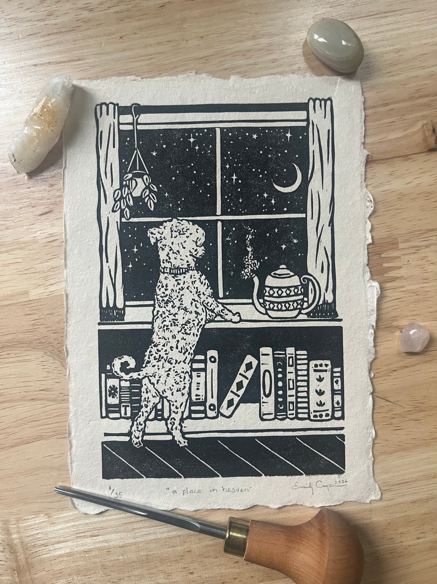 “a place in heaven” original linoleum block print - signed edition