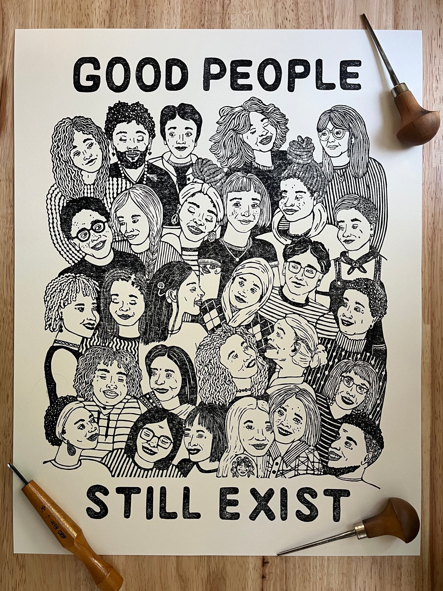 PRE-ORDER “look for the helpers” limited edition linocut print - 30% of proceeds donated to the Freestore Foodbank in Nov/Dec 2025