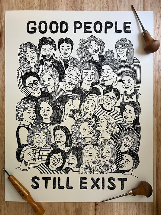 PRE-ORDER “look for the helpers” limited edition linocut print - 30% of proceeds donated to the Freestore Foodbank in Nov/Dec 2025