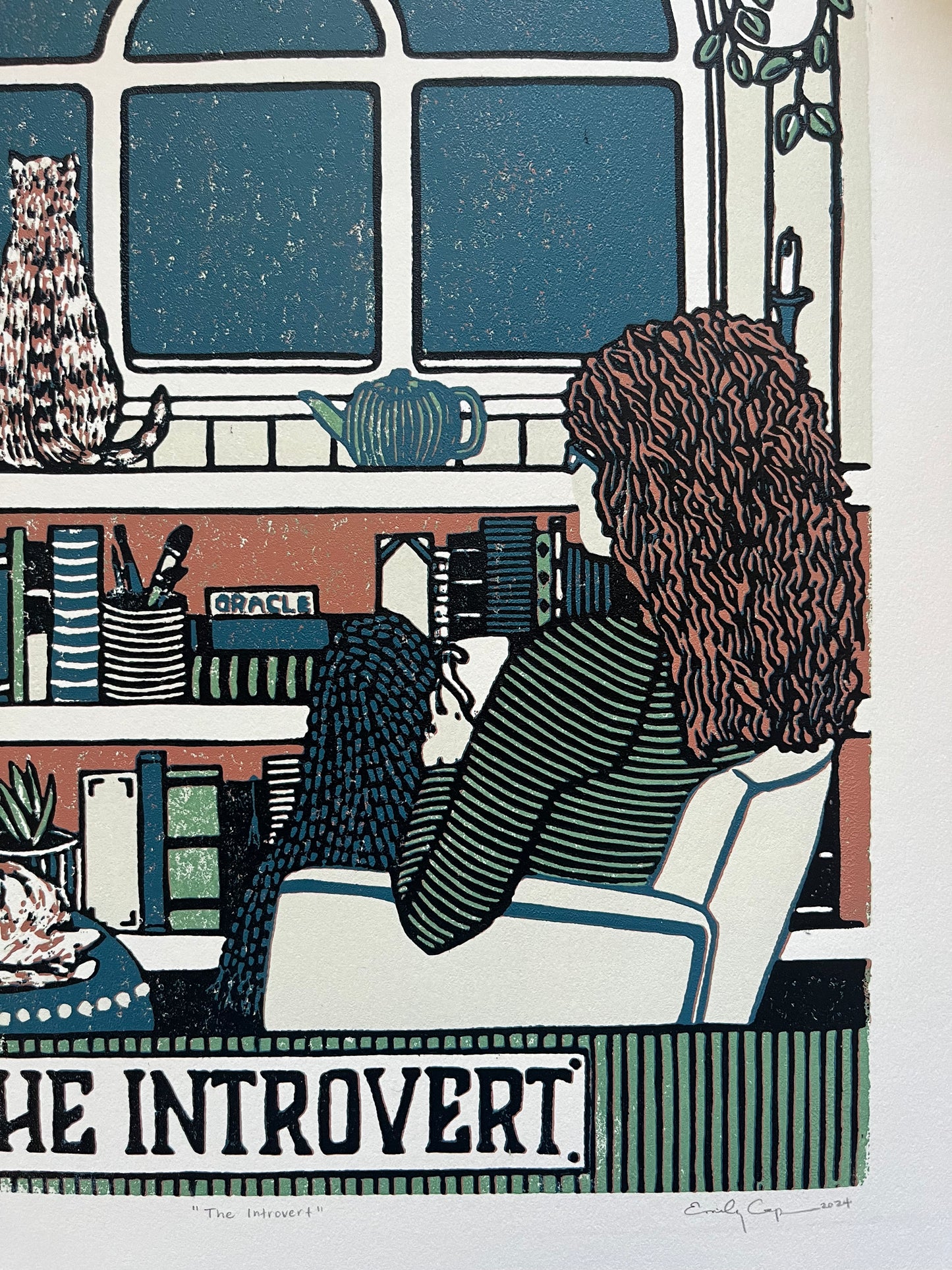 “The Introvert” Limited Edition Linoleum Block Print - Oracle Deck Print