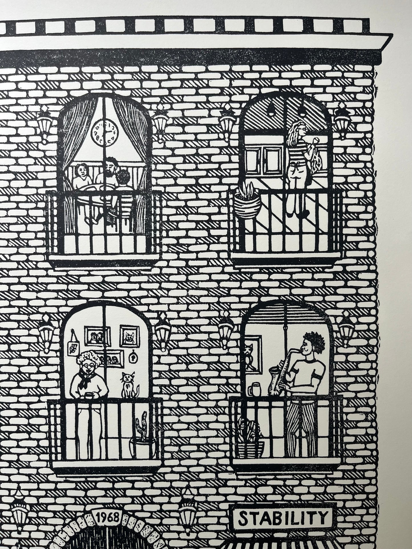 “Housing is a Human Right” - signed and numbered limited edition linocut print, 25% of proceeds benefit Housing Opportunities Made Equal