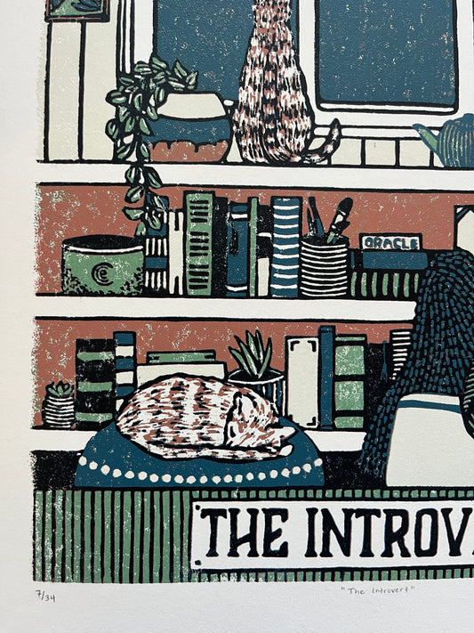 “The Introvert” Limited Edition Linoleum Block Print - Oracle Deck Print