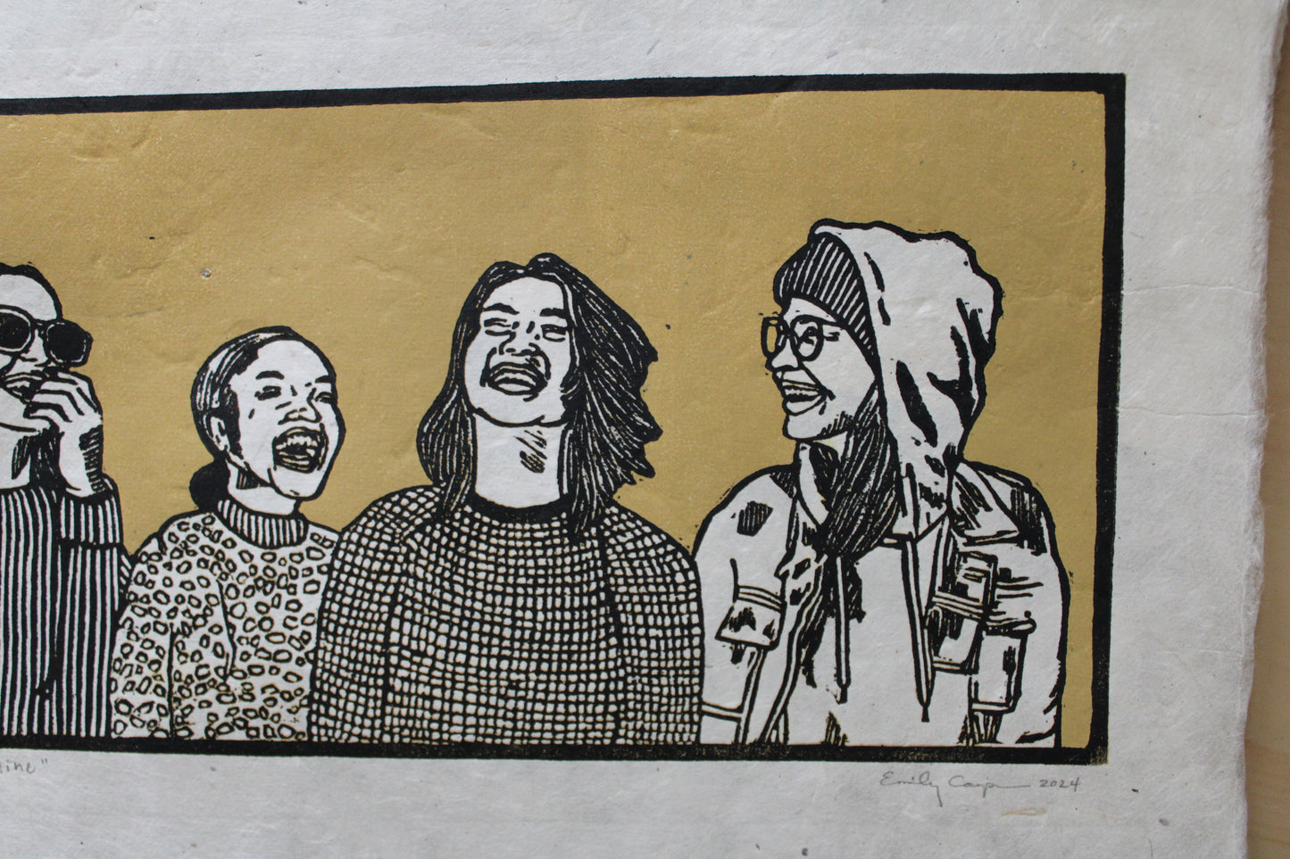 "The Punchline" Original Limited Edition Reduction Linoleum Block Print - Two Variations