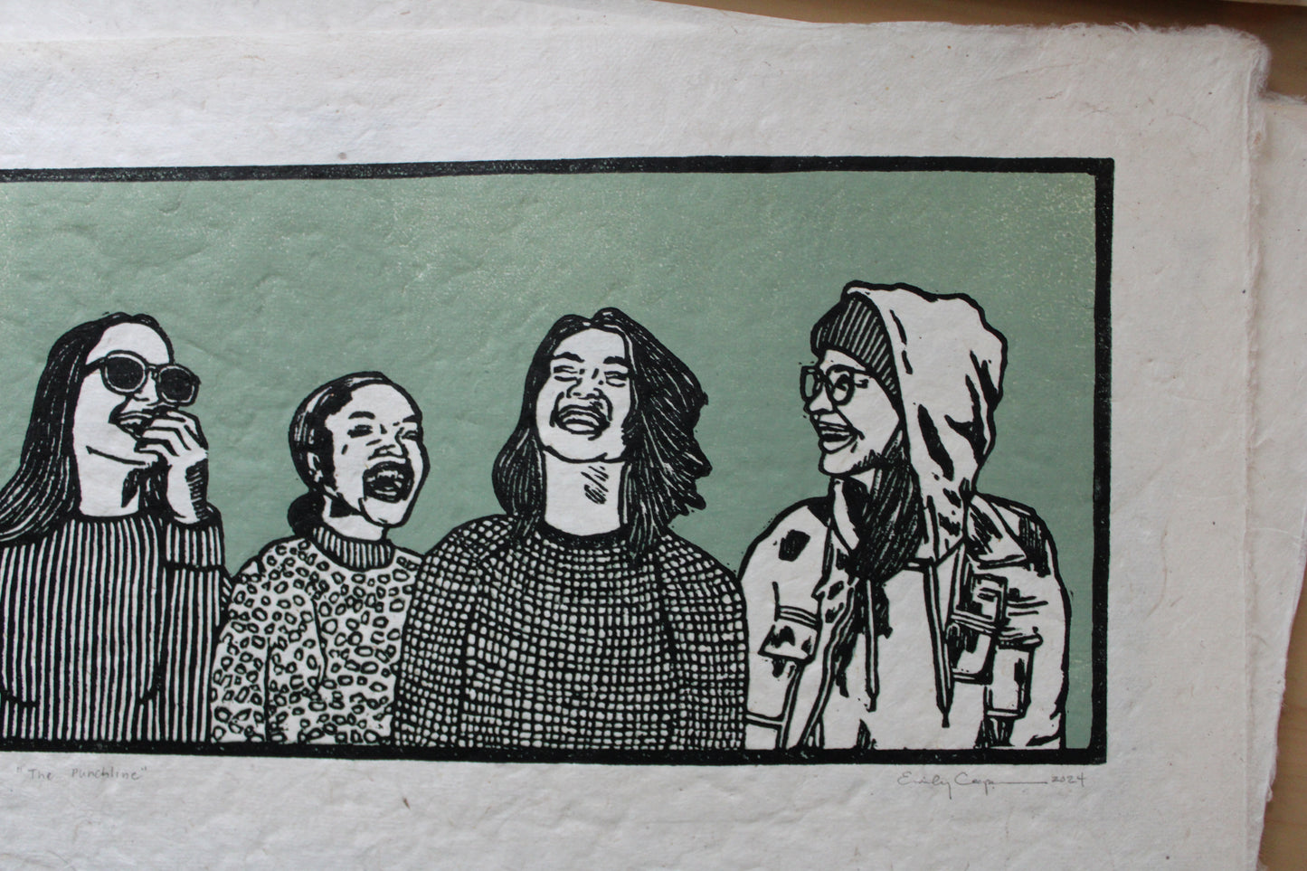 "The Punchline" Original Limited Edition Reduction Linoleum Block Print - Two Variations