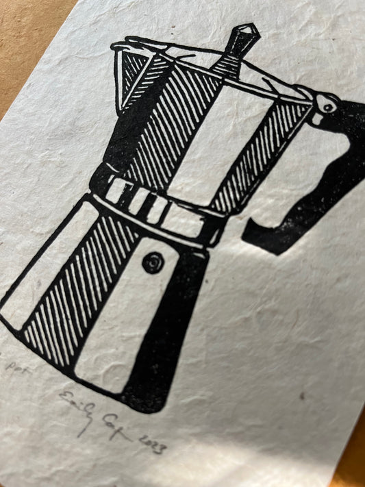 "Moka Pot" Linocut Print