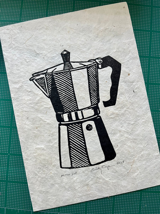 "Moka Pot" Linocut Print