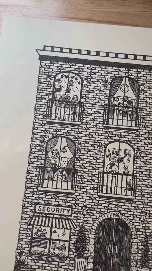 “Housing is a Human Right” - signed and numbered limited edition linocut print, 25% of proceeds benefit Housing Opportunities Made Equal