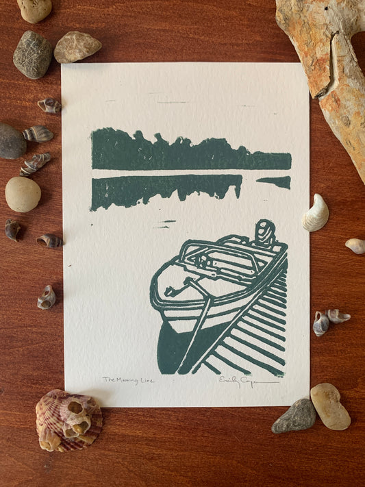 'The Mooring Line' Original Linoleum Block Print