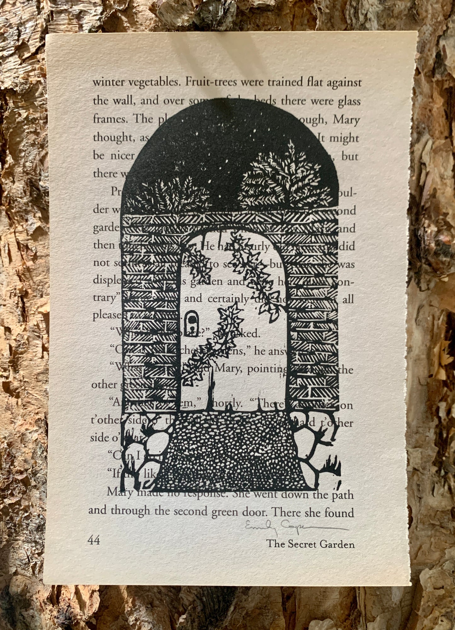 'The Secret Garden' Original Linoleum Block Print