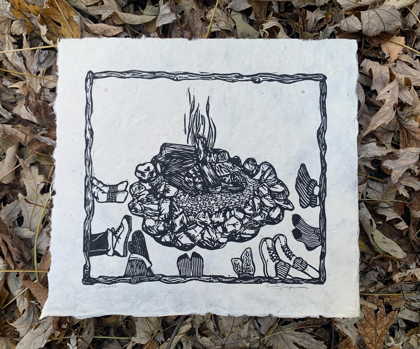 'Warmth' Original Linoleum Block Print